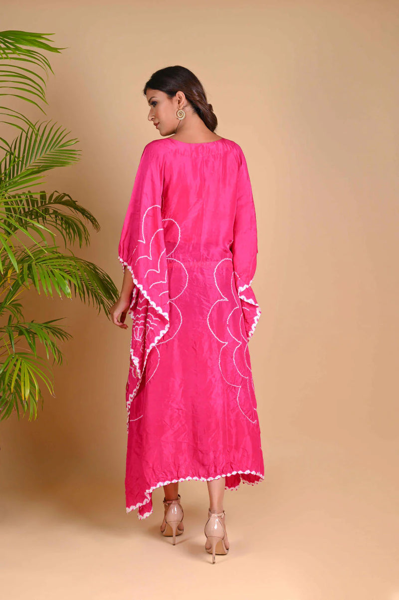 BOHEMIAN KAFTAN-FUSCHIA PINK silk by Dyelogue for women in Singapore