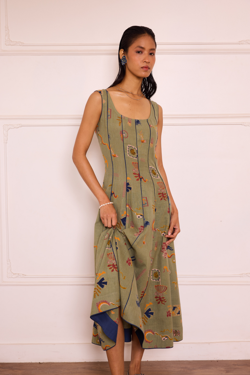 Bold Nights Handspun Handwoven Organic Cotton Maxi Dress