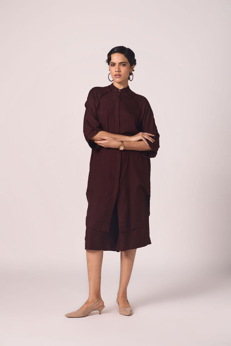 Braboune Wine Silk Tunic Set silk by The Summer House for women in Singapore
