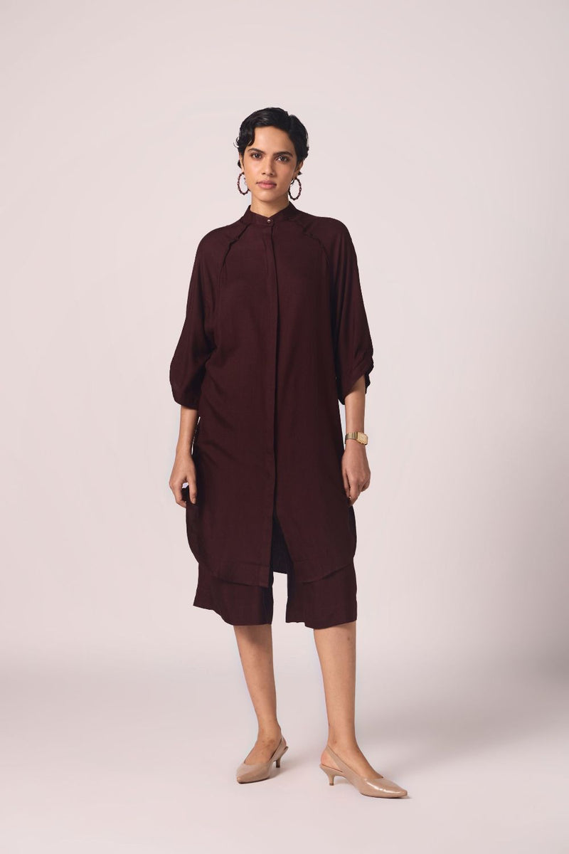 Braboune Wine Silk Tunic Set silk by The Summer House for women in Singapore