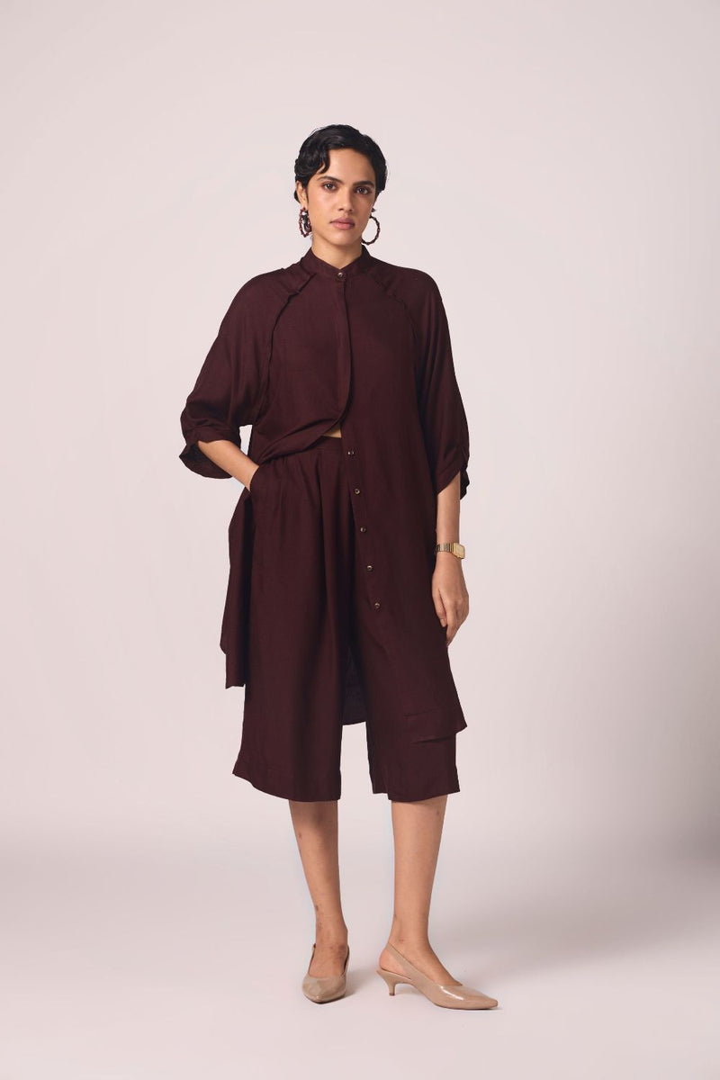 Braboune Wine Silk Tunic Set silk by The Summer House for women in Singapore