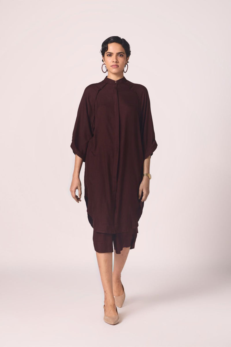 Braboune Wine Silk Tunic Set silk by The Summer House for women in Singapore