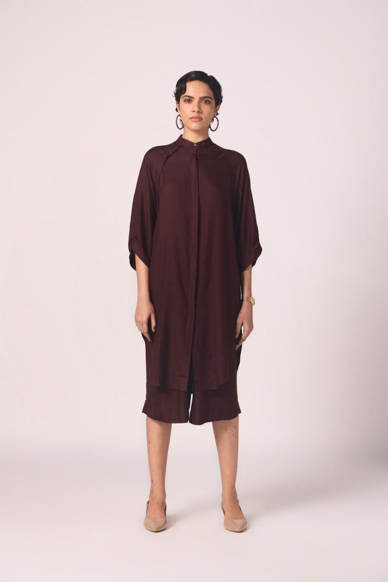 Braboune Wine Silk Tunic Set silk by The Summer House for women in Singapore