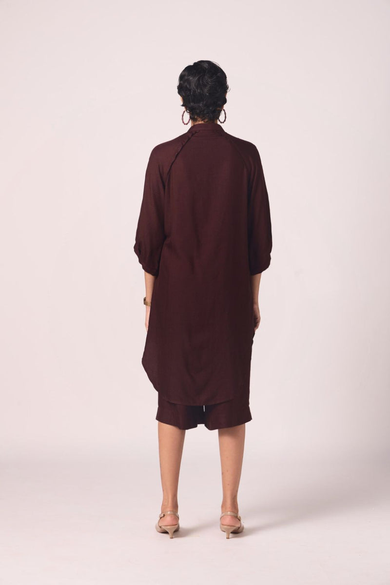 Braboune Wine Silk Tunic Set silk by The Summer House for women in Singapore