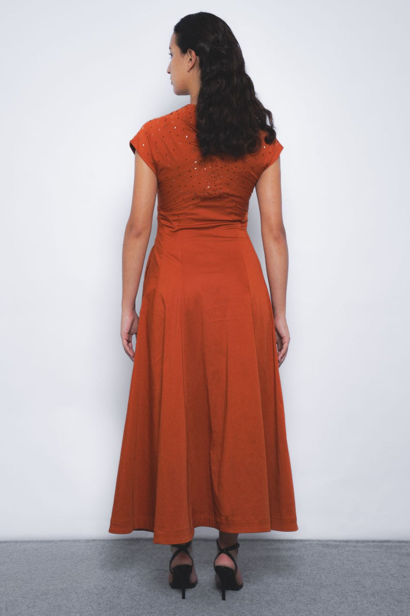 Brillo Flame Dress - Tangerine cotton Buy Brillo Flame Dress - Tangerine from C&W | Dresses for Women by Leh Studios for women in Singapore