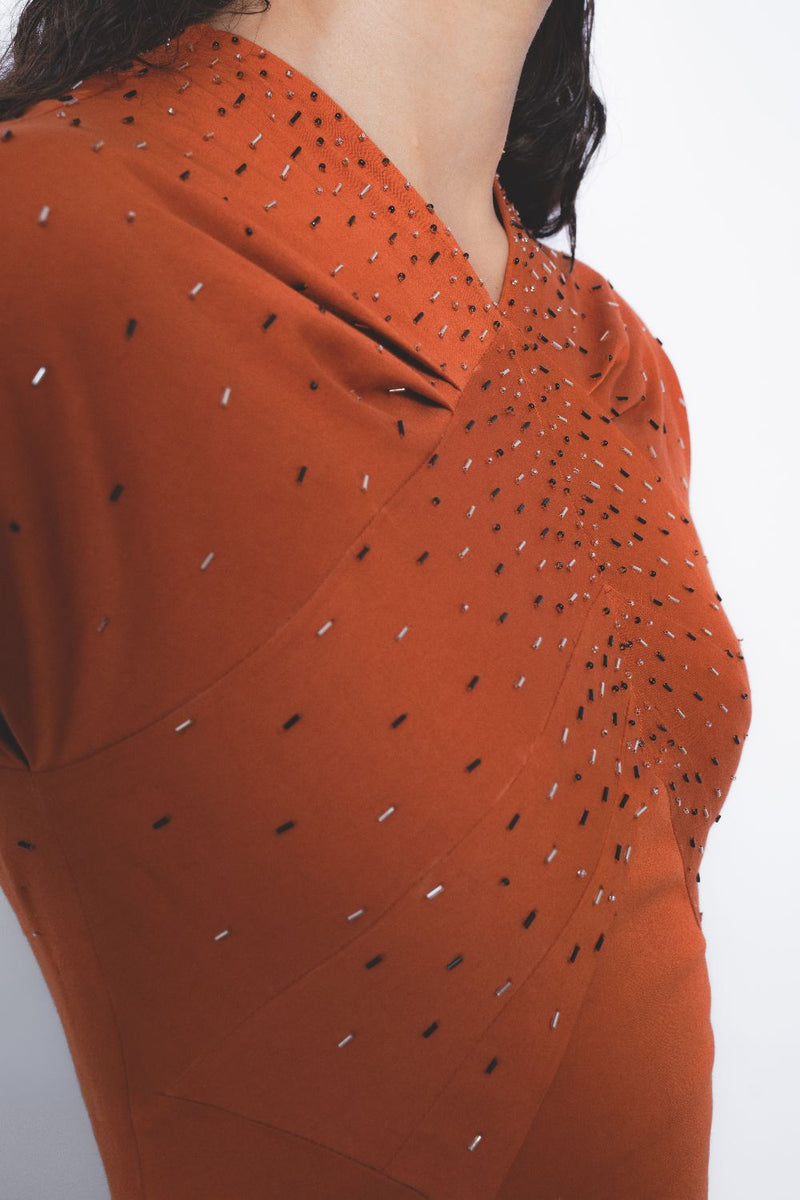 Brillo Flame Dress - Tangerine cotton Buy Brillo Flame Dress - Tangerine from C&W | Dresses for Women by Leh Studios for women in Singapore