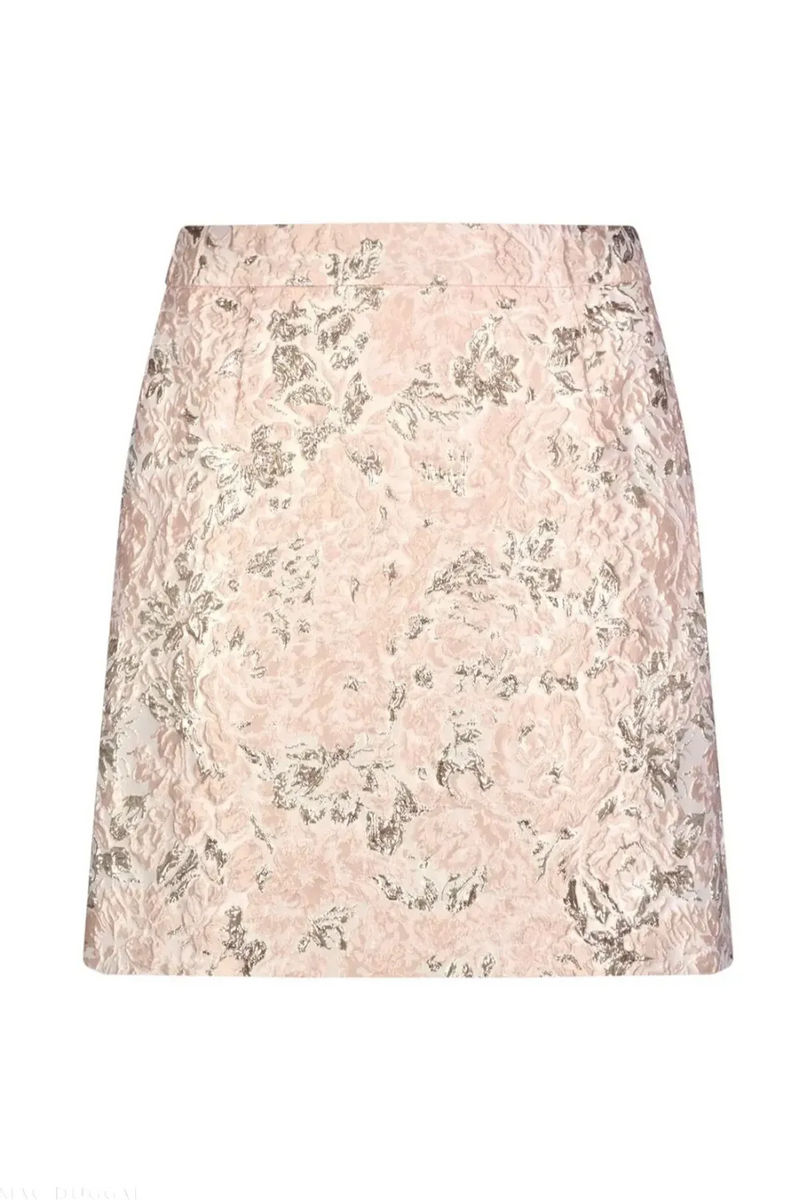 Pink Brocade Mini Skirt brocade by Mac Duggal in blush color for women in Singapore