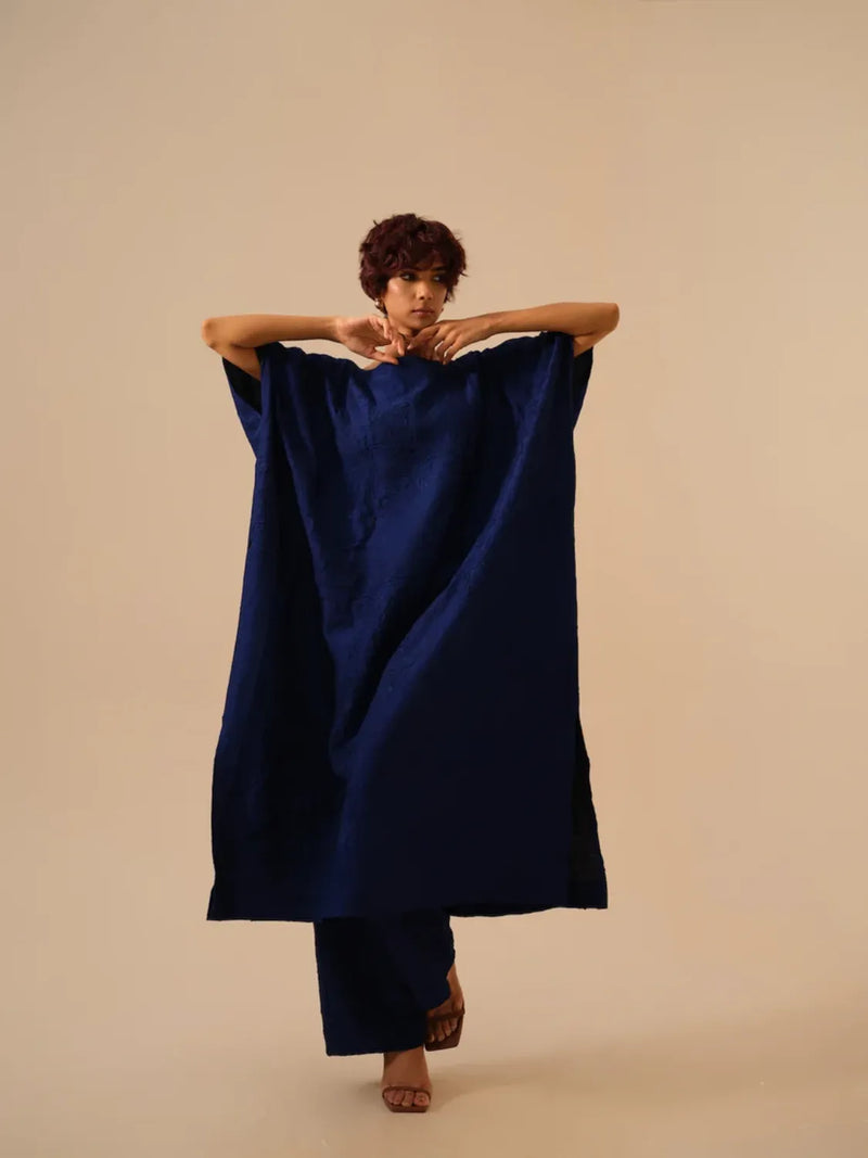 Brook Tunic-Electric Blue crushed silk kaftans and tunics by Stoique in blue for women in Singapore
