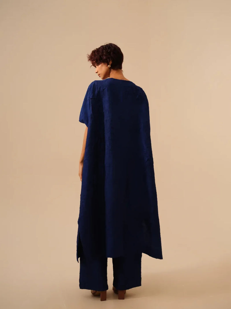 Brook Tunic-Electric Blue crushed silk kaftans and tunics by Stoique in blue for women in Singapore