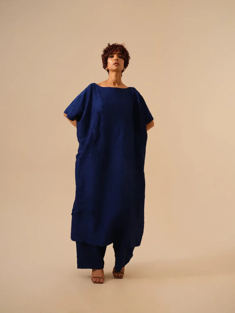 Brook Tunic-Electric Blue crushed silk kaftans and tunics by Stoique in blue for women in Singapore