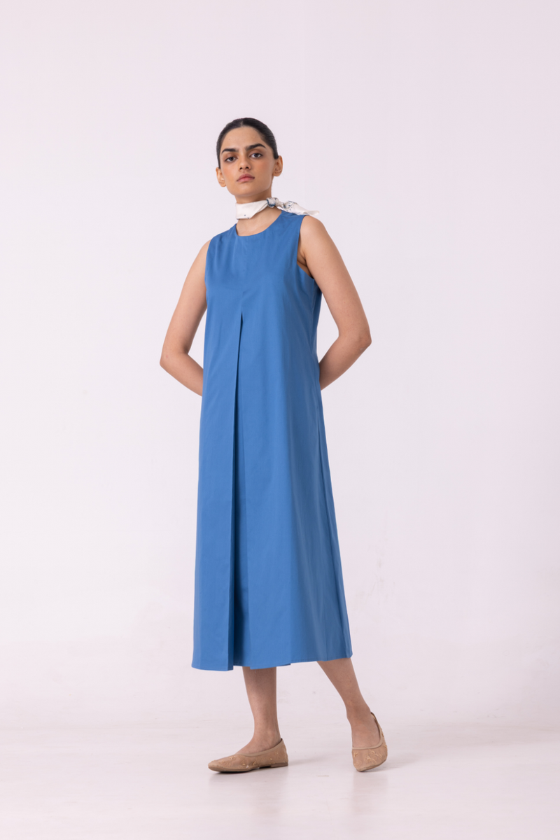 Brooke Blue A line Midi Dress cotton by The Summer House for women in Singapore