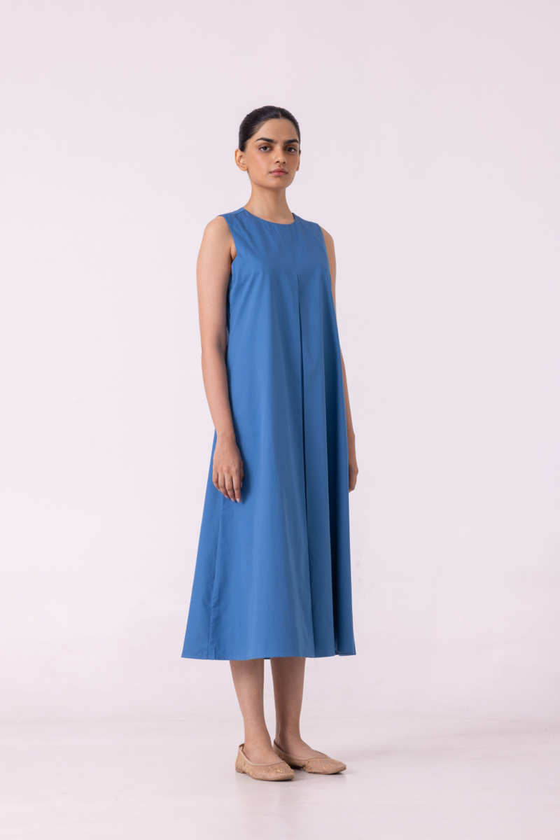 Brooke Blue A line Midi Dress cotton by The Summer House for women in Singapore