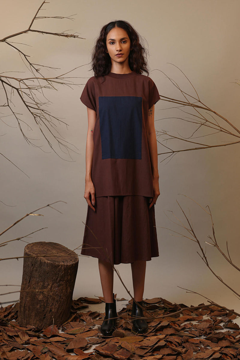 Brown CB Stara Dress 100% cotton by Mati in brown color for women in Singapore