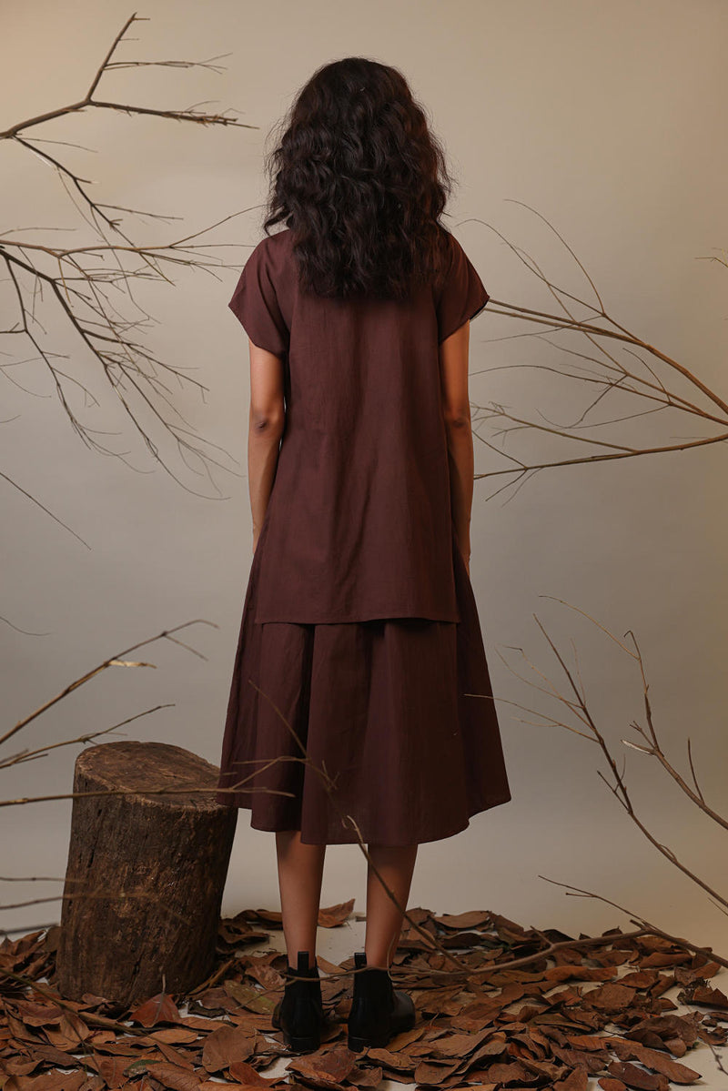 Brown CB Stara Dress 100% cotton by Mati in brown color for women in Singapore
