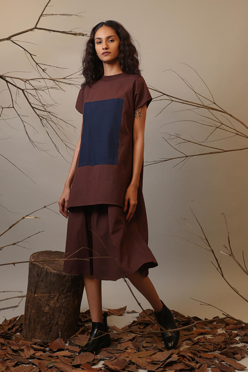 Brown CB Stara Dress 100% cotton by Mati in brown color for women in Singapore