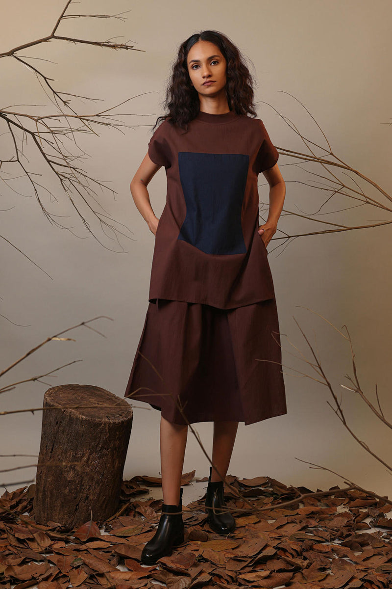 Brown CB Stara Dress 100% cotton by Mati in brown color for women in Singapore