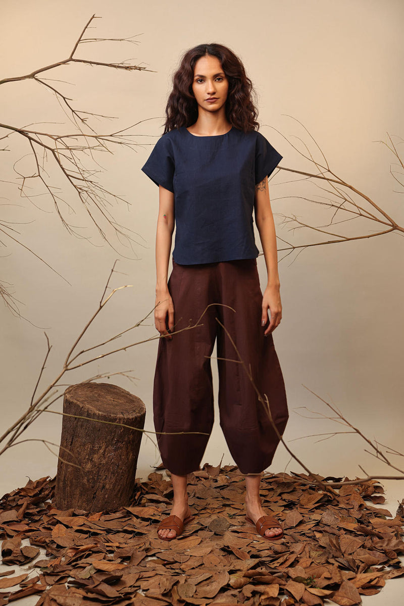 Brown Suga Pants 100% cotton by Mati in brown color for women in Singapore
