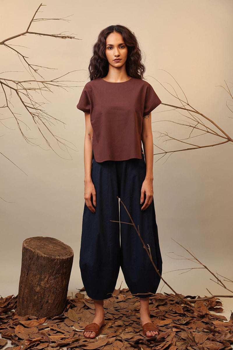 Brown & Blue Sevi Suga Set (2 PCS) 100% cotton by Mati in multi color for women in Singapore