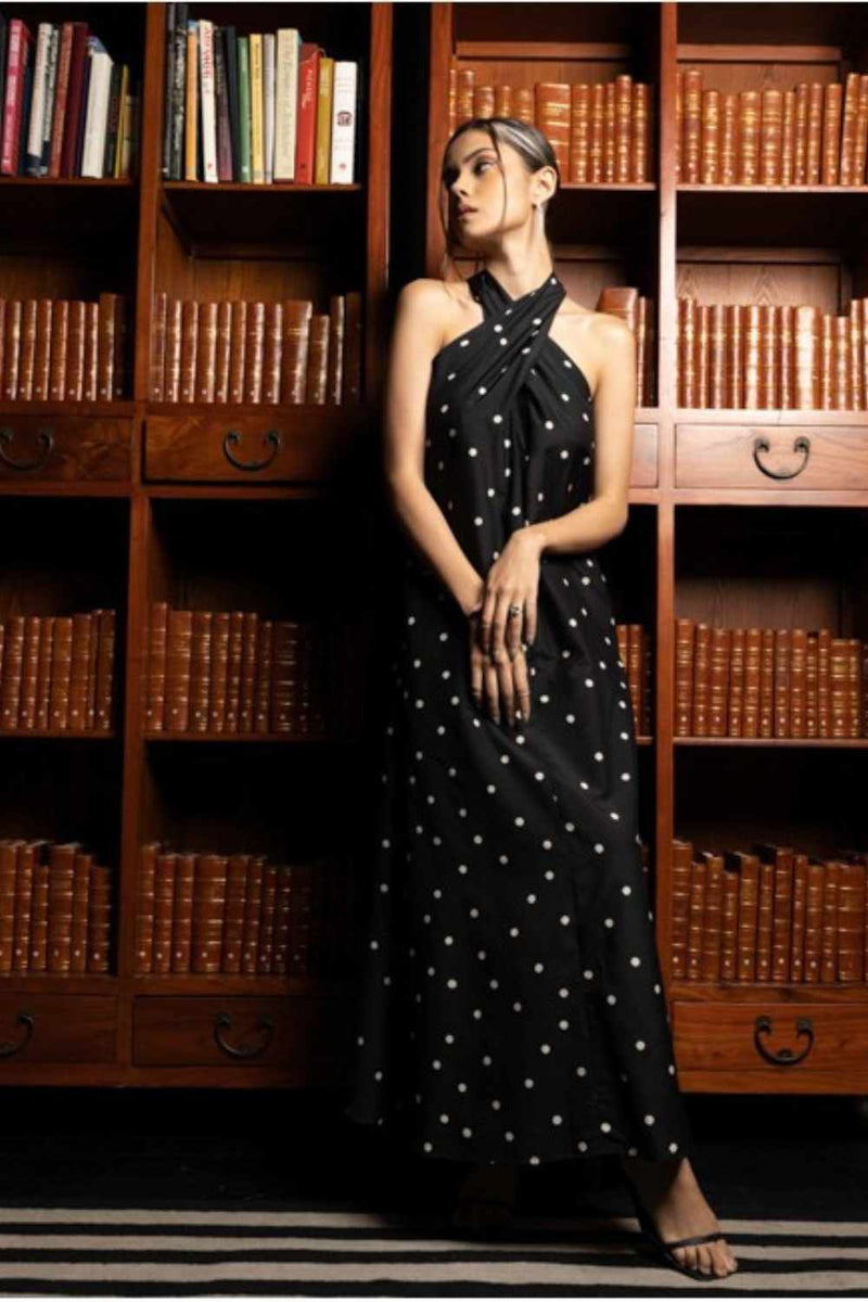 2022 MAXI DRESS - DOTTED PRINT - S