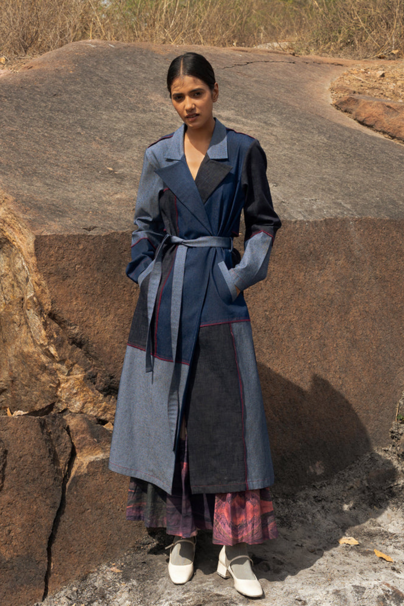 Amelia Denim Trench mul by Doodlage in multi color for women in Singapore