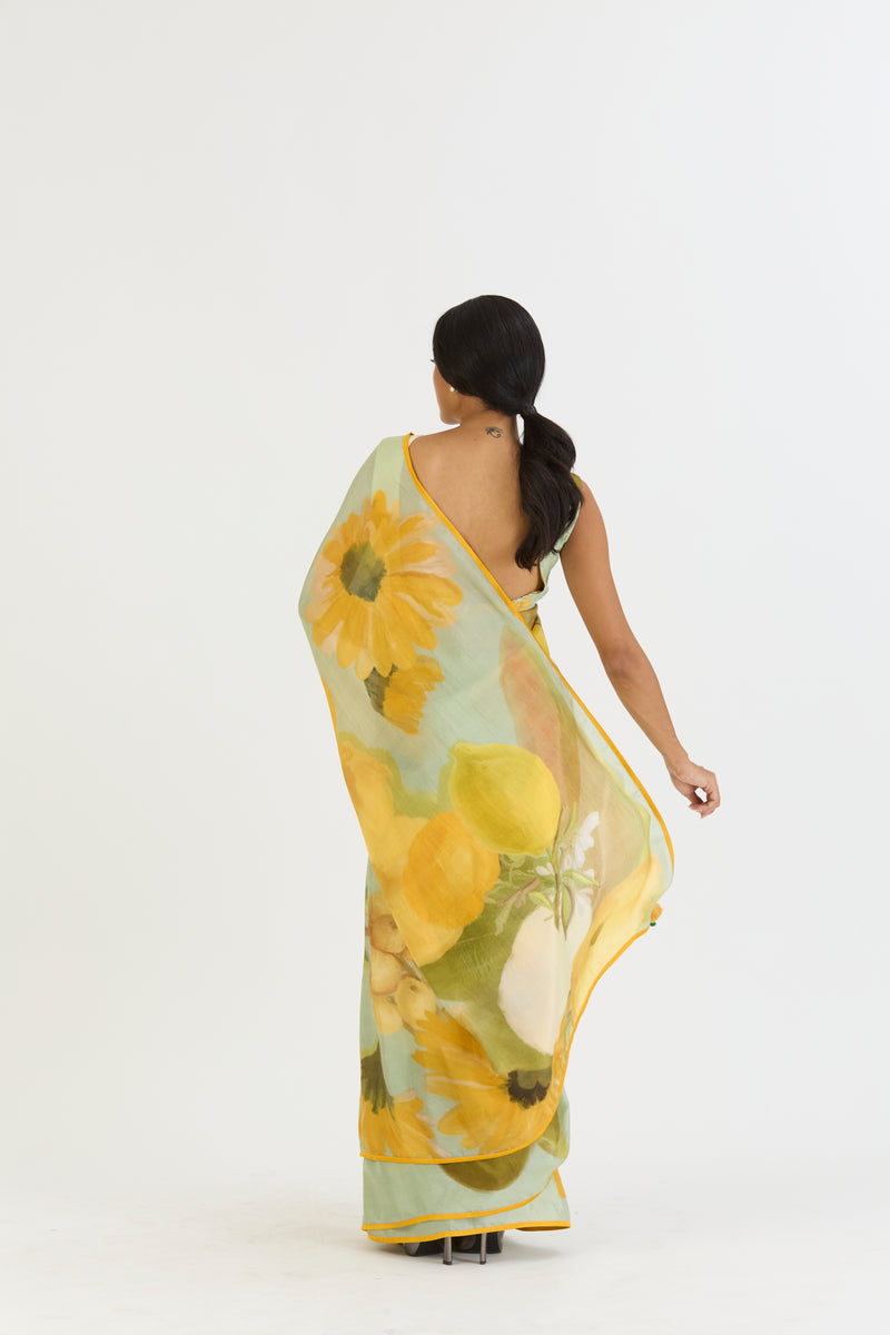 LEMONADE SAREE silk by Yam in yellow color for women in Singapore