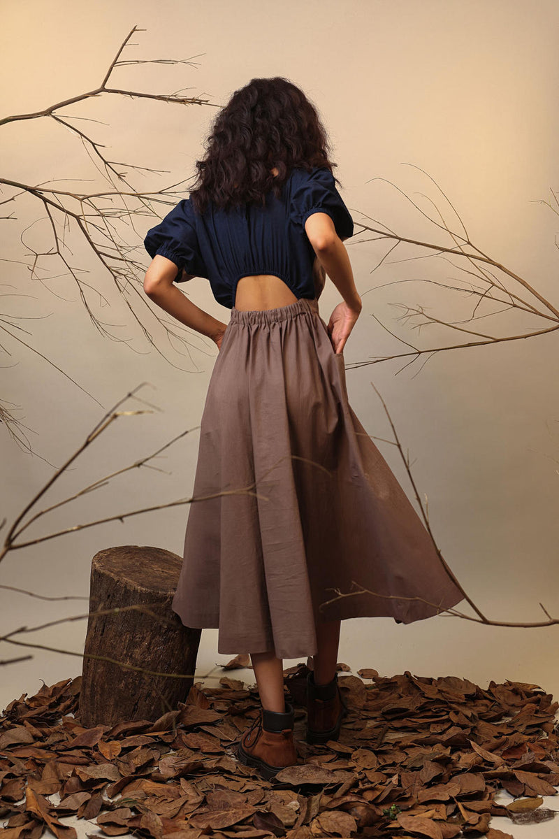 CB Beige & Blue Sphara Dress 100% cotton by Mati in beige color for women in Singapore