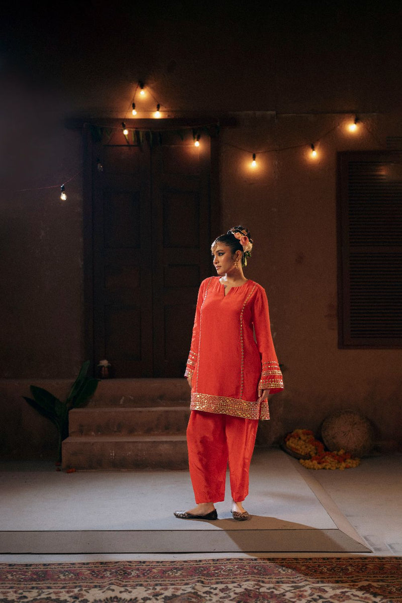 Ramani Salwar Kameez Kurta Set- Red