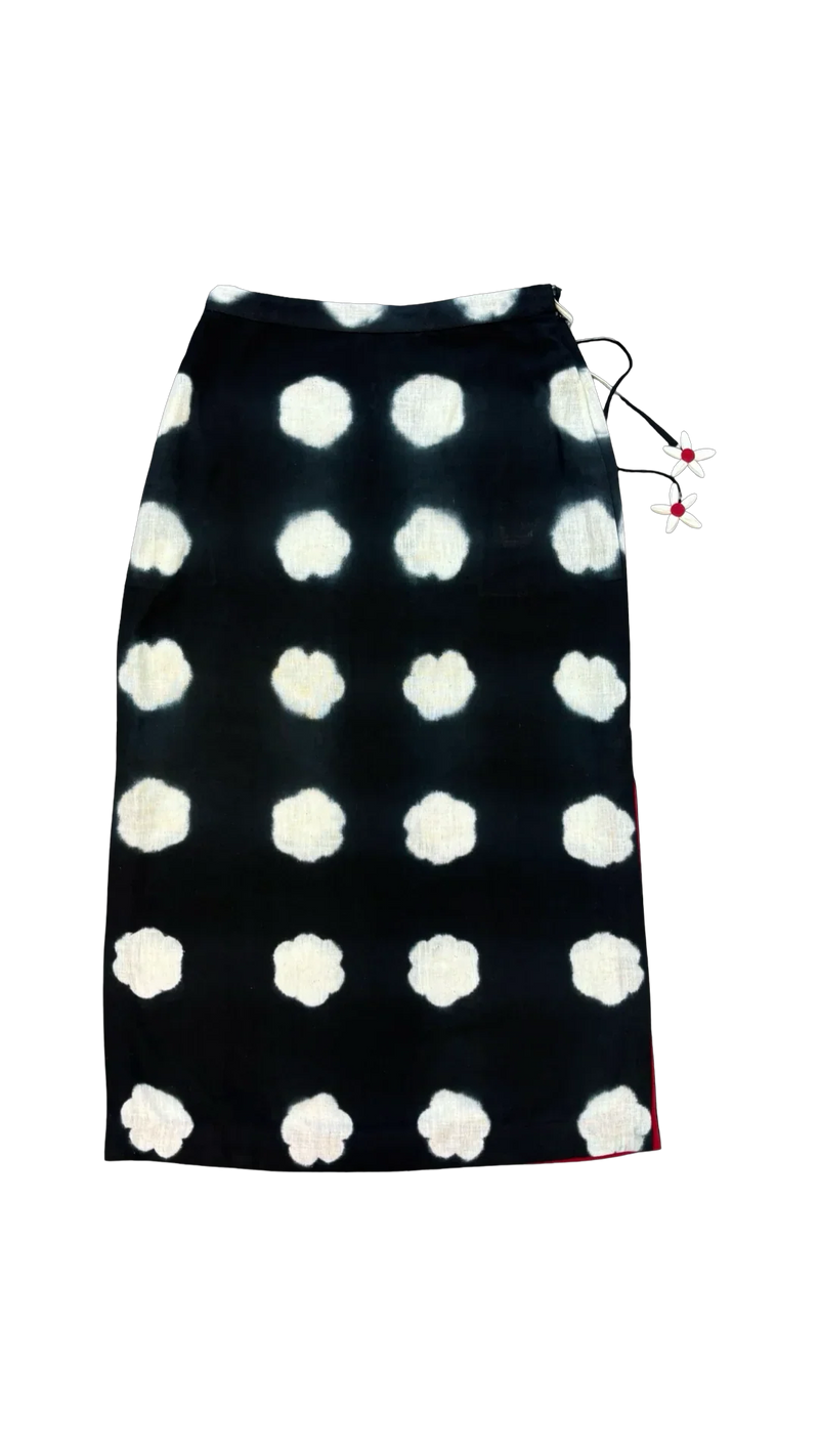 CD Seedha Skirt-White and Black kora cotton skirt by Ka-Sha in black for women in Singapore
