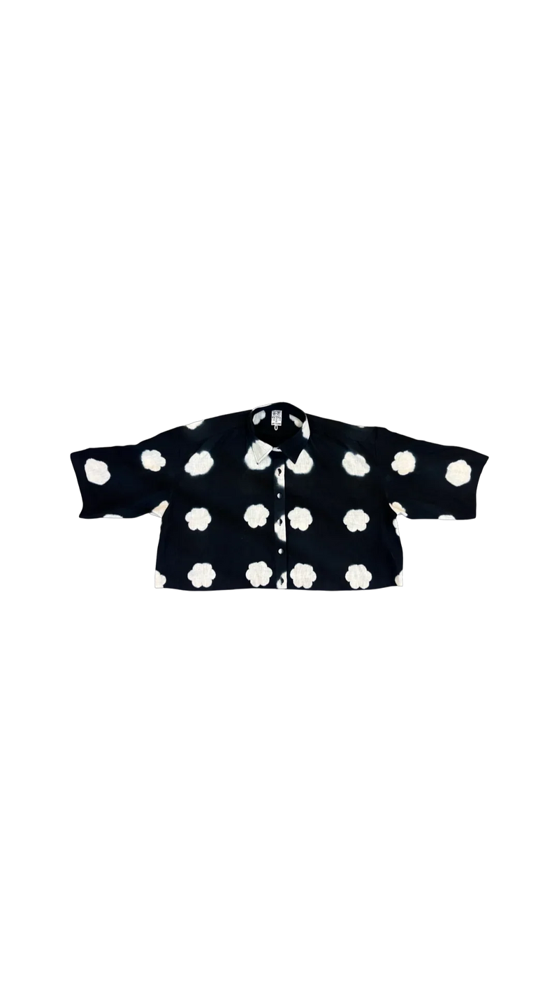 CD Shrey Shirt-White and Black kora cotton top/shirt by Ka-Sha in black for women in Singapore