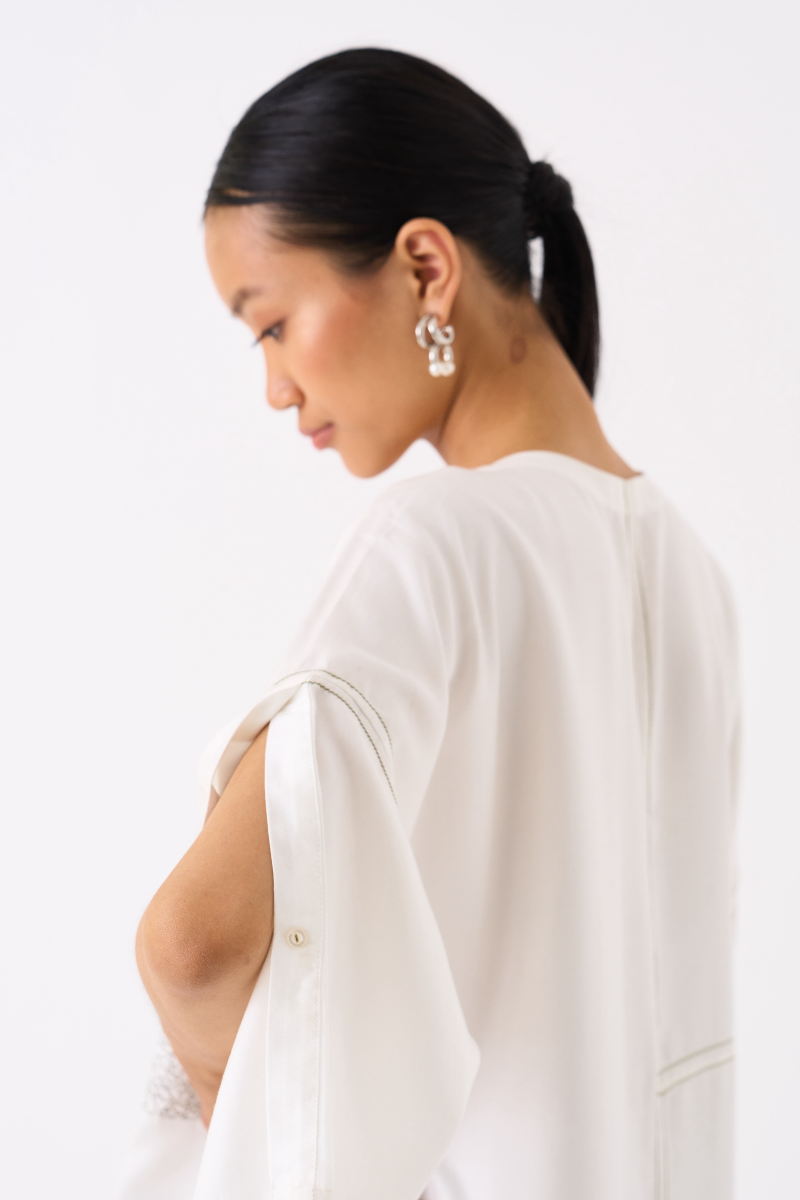 PATCH POCKET TUNIC-IVORY by THREE in ivory color for women in Singapore