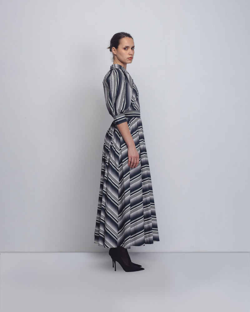 Celena Dress - Black + White Stripes cotton Buy Celena Dress - Black + White Stripes from C&W | Dresses for Women by Leh Studios in black color for women in Singapore