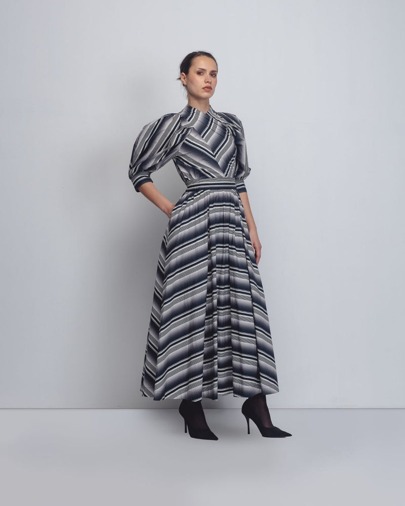 Celena Dress - Black + White Stripes cotton Buy Celena Dress - Black + White Stripes from C&W | Dresses for Women by Leh Studios in black color for women in Singapore