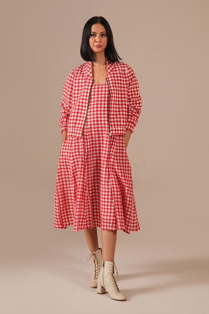 CHERRY LUSTER SET 100% cotton Buy CHERRY LUSTER SET from C&W | Co-Ord Sets for Women by Indigo Dreams in red color for women in Singapore