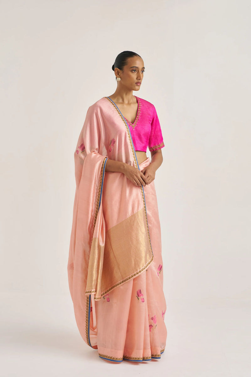 Chharvi Sari handwoven mulberry silk by Suparna Som in red for women in Singapore