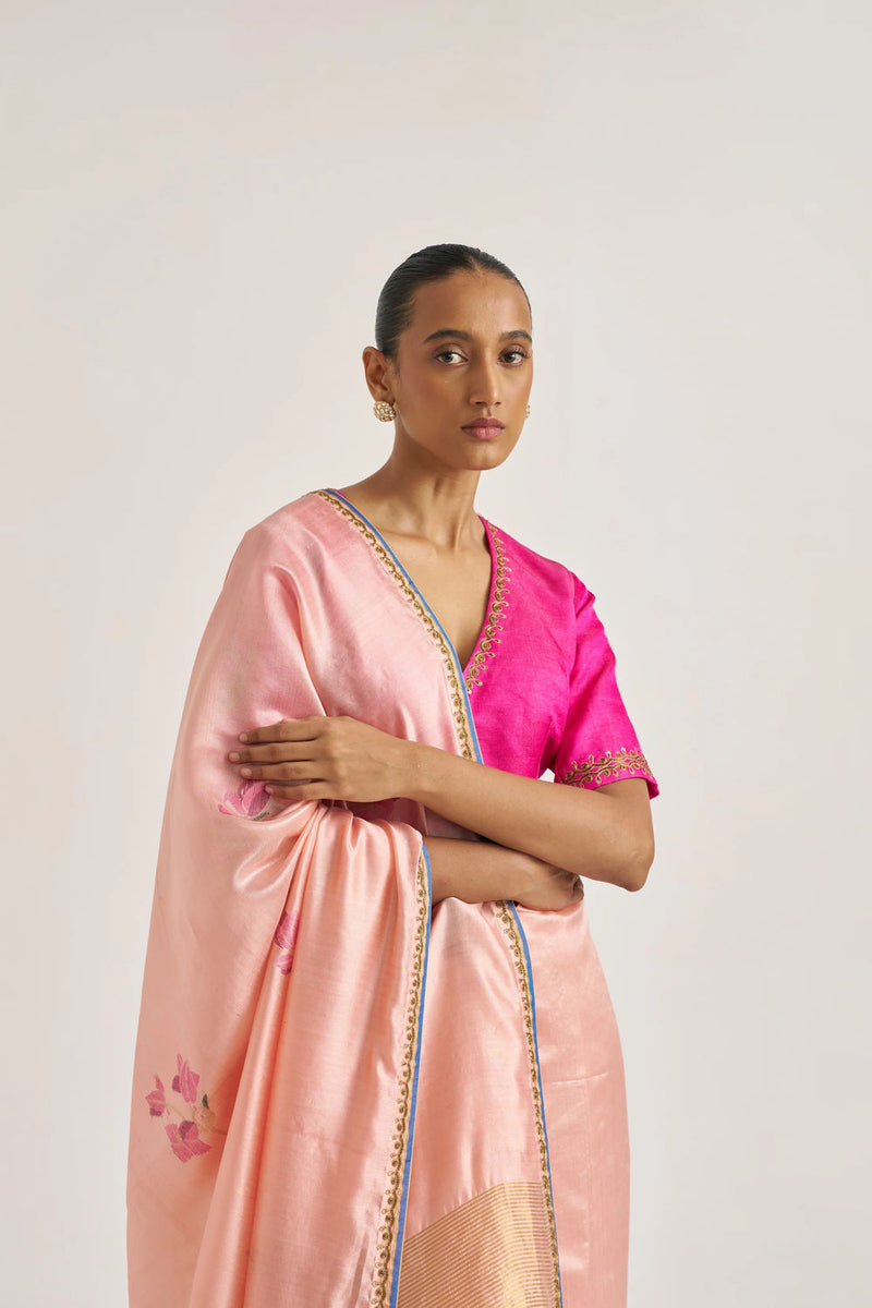 Chharvi Sari handwoven mulberry silk by Suparna Som in red for women in Singapore