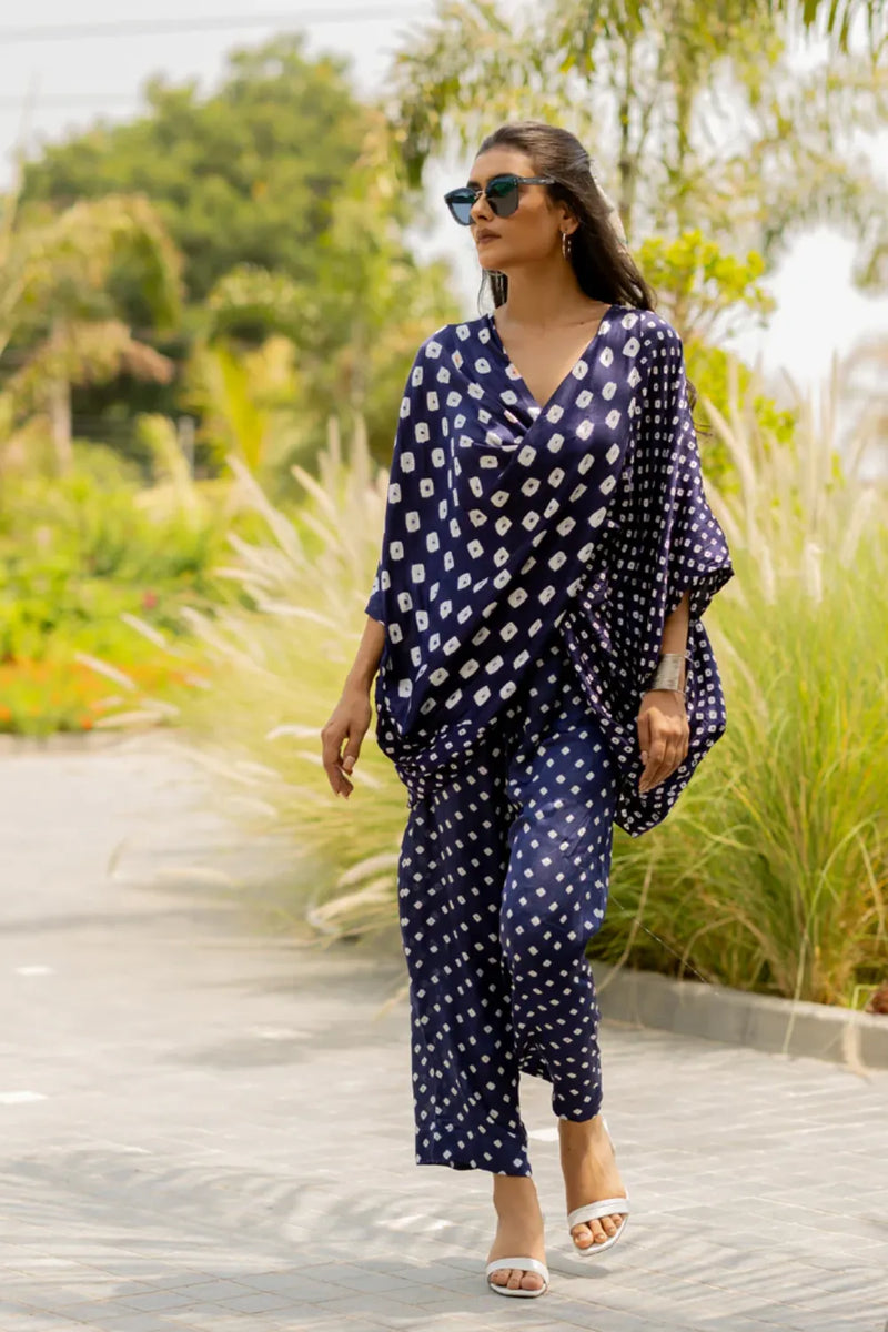 CHOTA MOTA TWIST TOP-BLUE silk by Dyelogue in blue color for women in Singapore