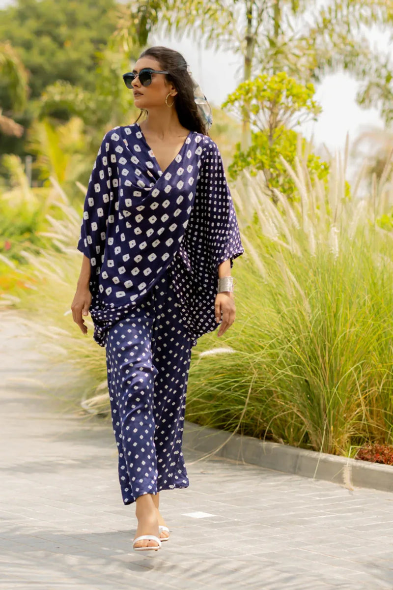 CHOTA MOTA TWIST TOP-BLUE silk by Dyelogue in blue color for women in Singapore