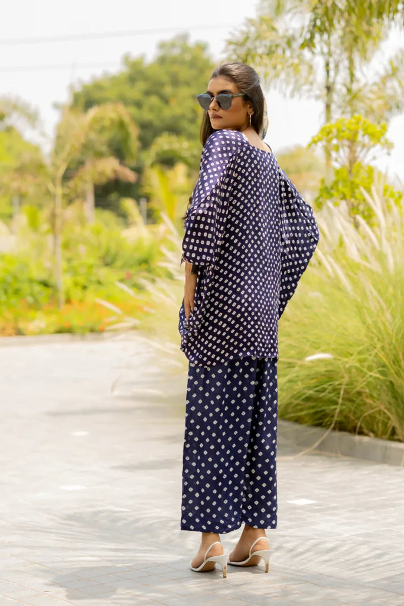 CHOTA MOTA TWIST TOP-BLUE silk by Dyelogue in blue color for women in Singapore