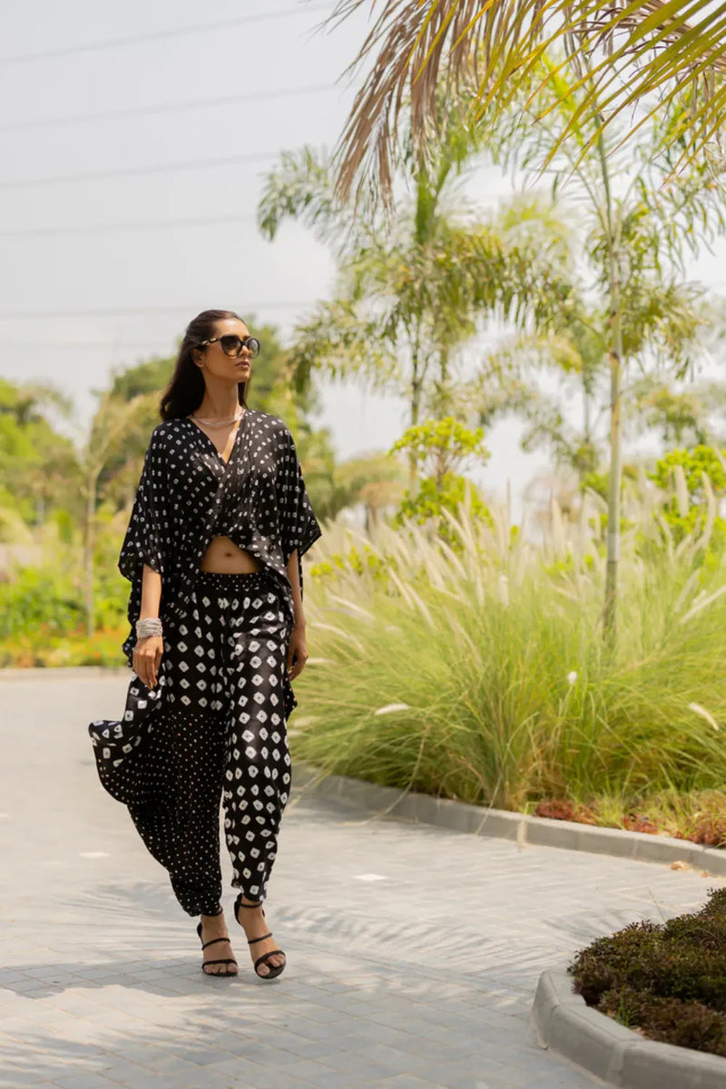 CHOTA MOTA WRAP DHOTI-BLACK silk by Dyelogue in black color for women in Singapore