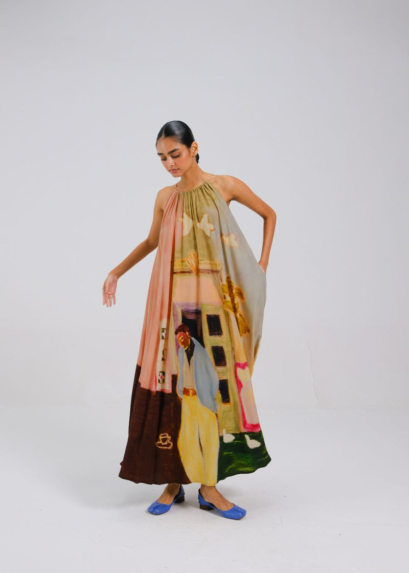 CIRCLE LONG DRESS - MORNING COFFEE by CORD for women in Singapore