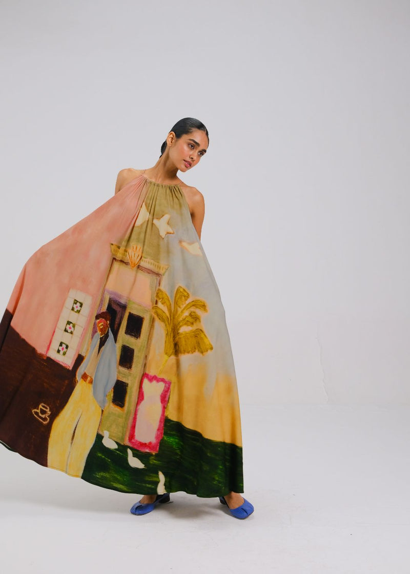 CIRCLE LONG DRESS - MORNING COFFEE by CORD for women in Singapore