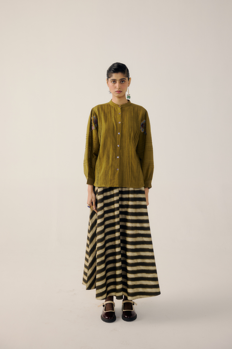 CIRCLE SKIRT-B&W Stripes satin by CORD for women in Singapore