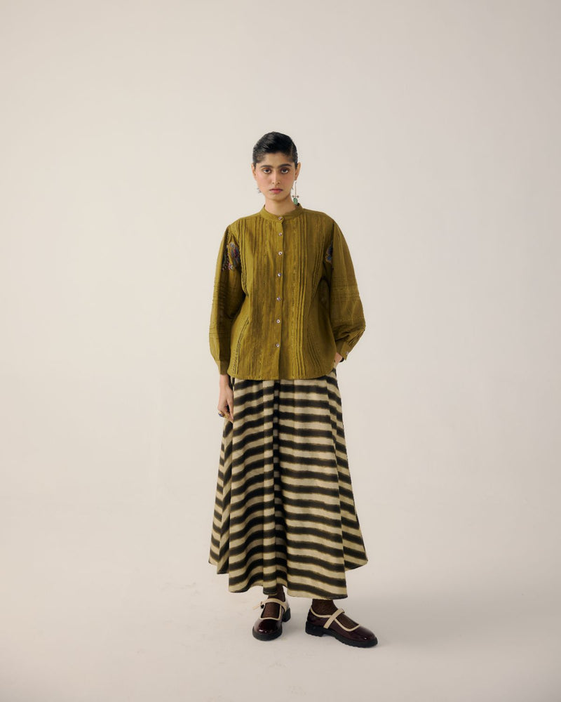 CIRCLE SKIRT-B&W Stripes satin by CORD for women in Singapore