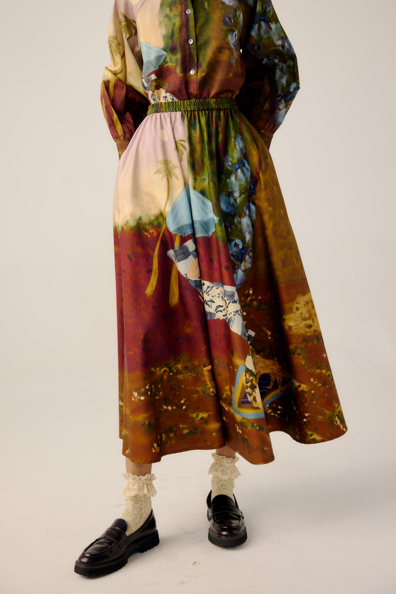 CIRCLE SKIRT-Lakeside satin by CORD for women in Singapore