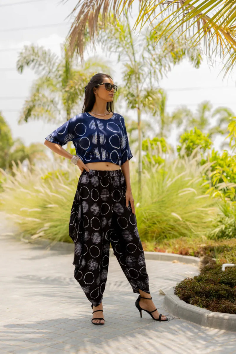 CIR SHIB WRAP DHOTI-BLACK silk by Dyelogue in black color for women in Singapore