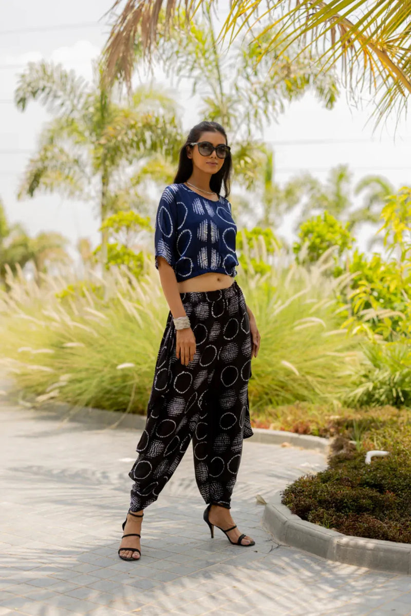CIR SHIB WRAP DHOTI-BLACK silk by Dyelogue in black color for women in Singapore