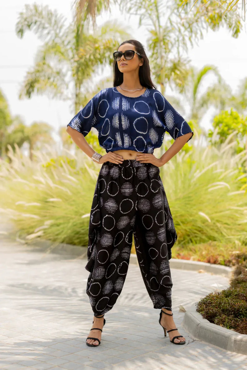 CIR SHIB WRAP DHOTI-BLACK silk by Dyelogue in black color for women in Singapore