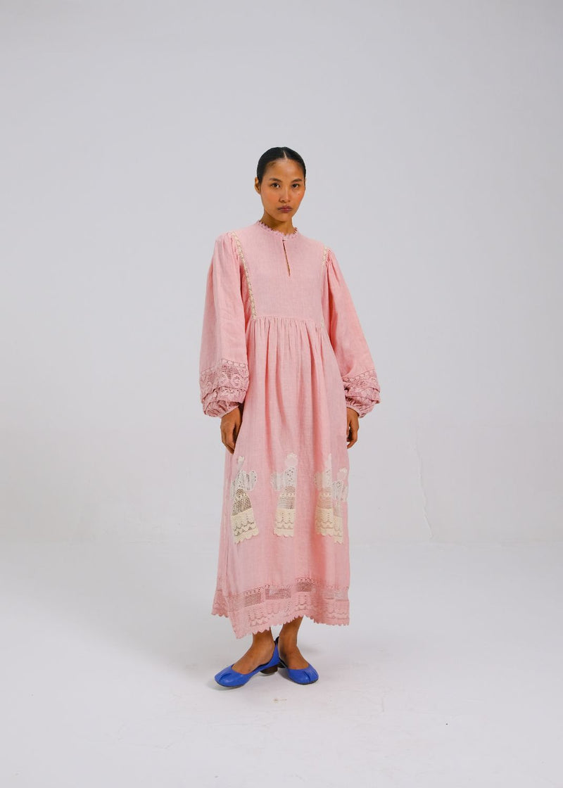 CLAIRE DRESS - Rose doll appl. all linen by CORD for women in Singapore