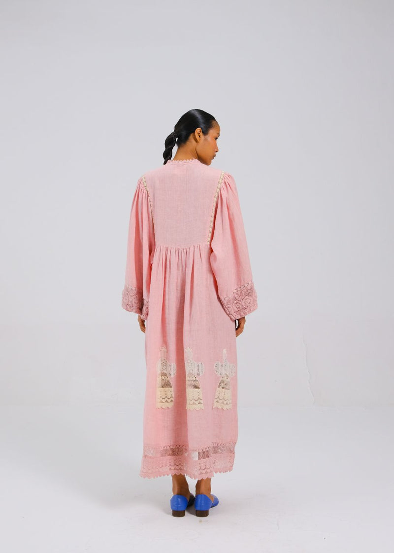 CLAIRE DRESS - Rose doll appl. all linen by CORD for women in Singapore