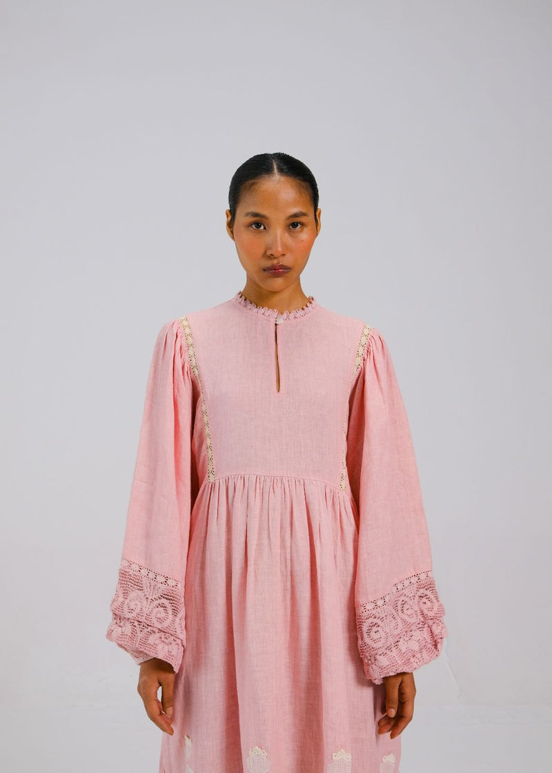 CLAIRE DRESS - Rose doll appl. all linen by CORD for women in Singapore